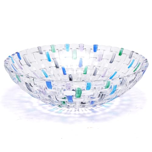 Hand Painted Blue Woven Glass Crystal Salad & Fruit Bowl Decoration