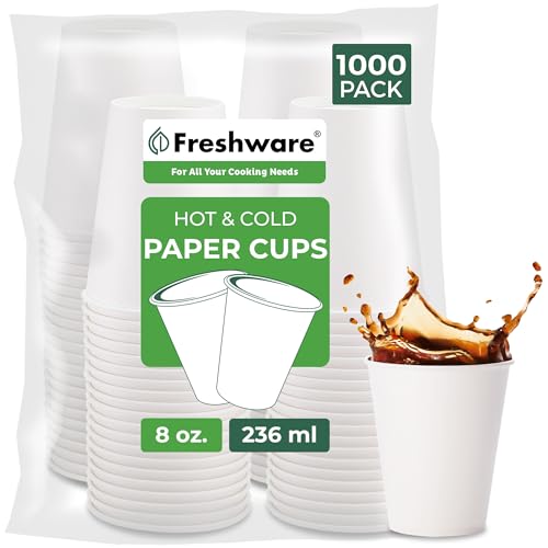 Coffee Cups 8 oz [1000 Pack] Disposable Paper Cups for Hot or Iced Coffee Cup (1000 Count)