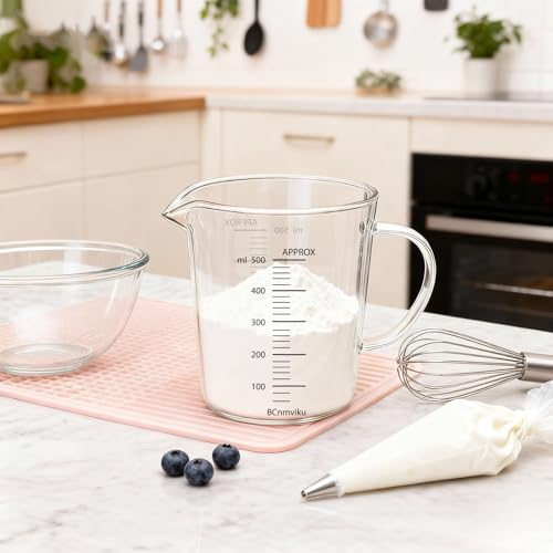 Glass Measuring Cups High Borosilicate 500ML 2CUPS [Insulated Handle