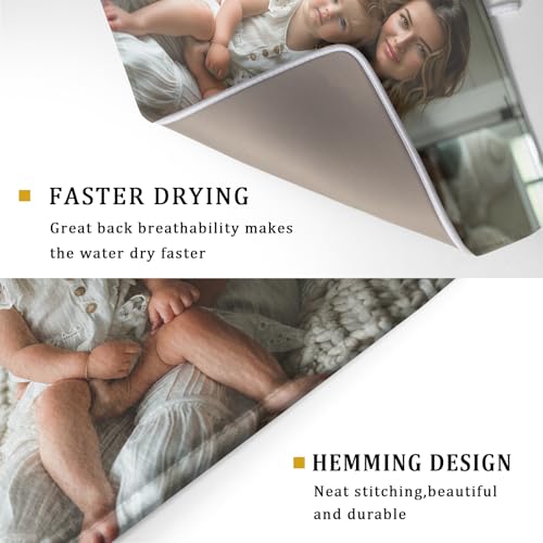 Custom Dish Drying Mat Customized Drainer Pad with Image Logo Text 18x24 Inch Personalized Absorbent Dish Dry Pad for Kitchen Counter Sink