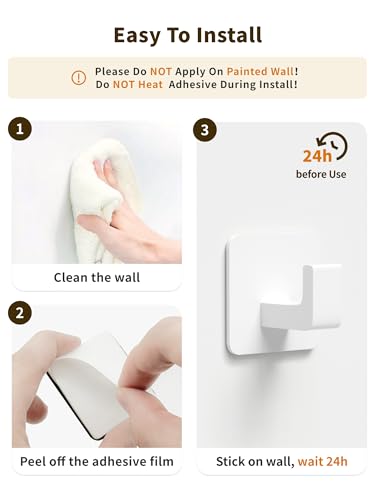 Square Self Adhesive Towel Hooks (4 Count)