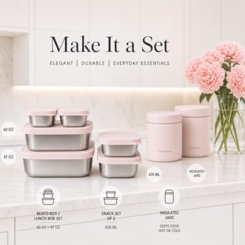 Flexibento Leak proof Stainless Steel Snack Containers with Silicone Lids (2 Count)
