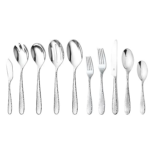 Hammered Silverware Set with Serving Utensils