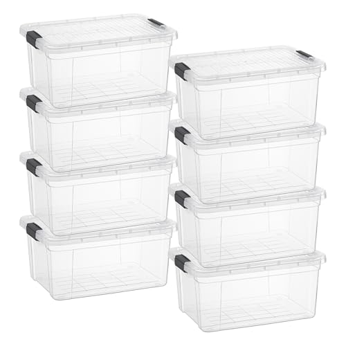 11 Quart Clear Plastic Storage Boxes with Lids (8 Count)