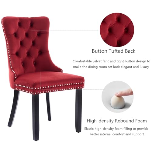 Wine Red Velvet Dining Chairs Set of 4 (4 Count)