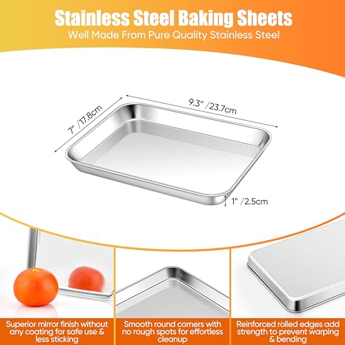 1 Pack 9 x 7 Inches Mini Stainless Steel Baking Sheet