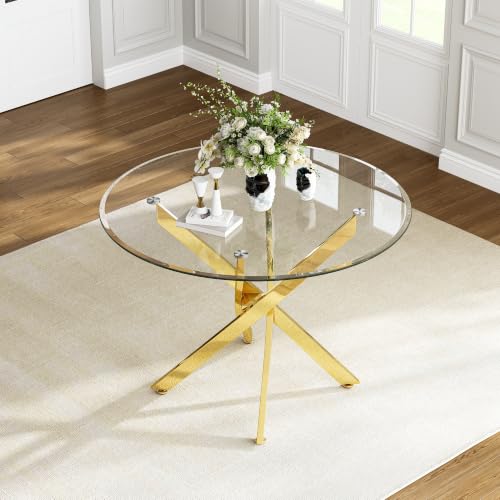 36" Round Glass Dining Table for 4