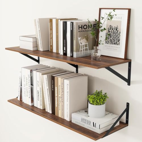 36W x 12D Deep Floating Shelves Set of 2 Walnut
