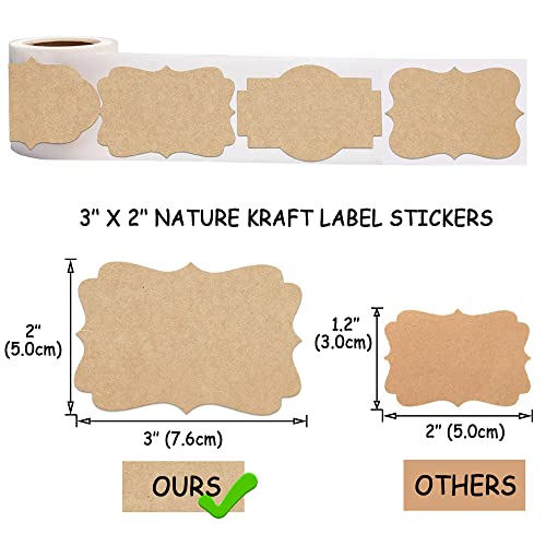 2" x 3" Kraft Label Stickers Writable Gift Labels (200 Count)