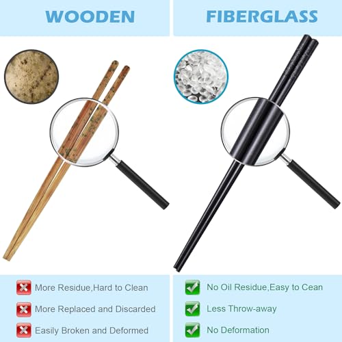 5 Pairs Premium Chopsticks Reusable Dishwasher Safe 9.5 Inch Fiberglass Chop Sticks Gift Set Non Slip Lightweight Cherry Blossom Pattern