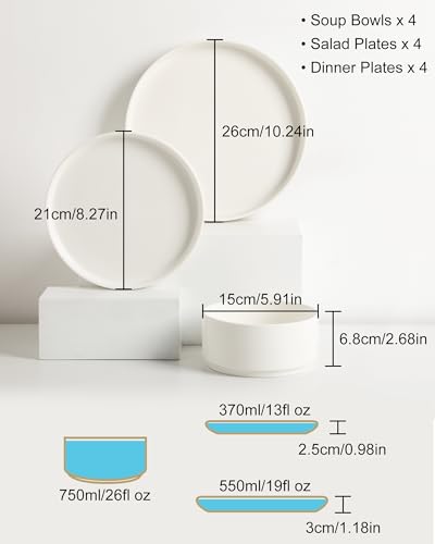 Sweejar Porcelain Dinnerware Sets for 4