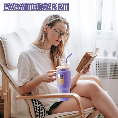 32 oz Glass Tumbler with Straw and Lid
