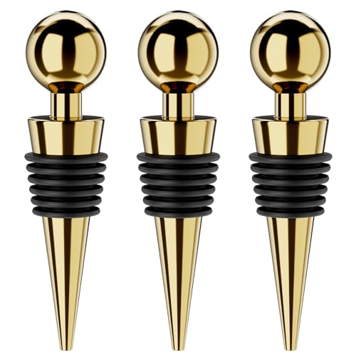 Wine Stoppers for Wine Bottles 3Pcs Vacuum Wine Bottle Stopper with Silicone Reusable Wine Corks (3 Count)