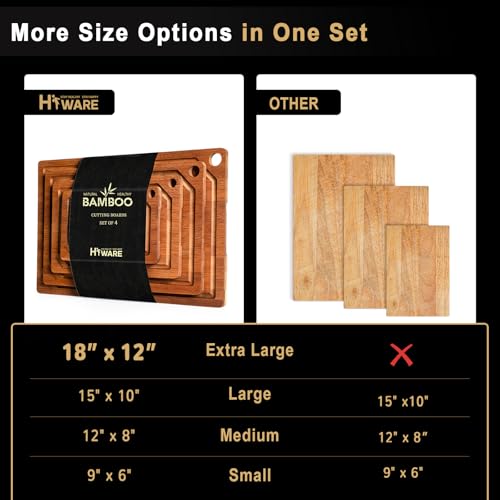 4 Pieces Extra Large Wooden Cutting Boards Set (4 Count)