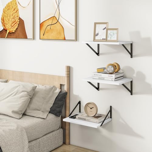 16W x 12D Deep Floating Shelves Set of 3 White (3 Count)