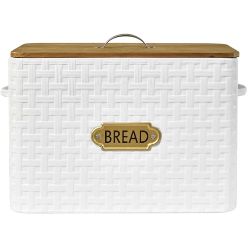 Extra Large Space Saving Farmhouse Bread Box With Wood Lid