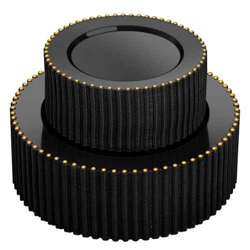 100pcs Black Plastic Plates with Gold Beads for Wedding Party (100 Count)