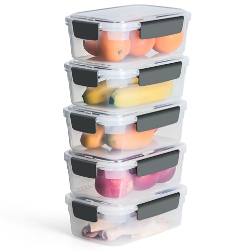 9 cup Plastic Food Storage Containers with Lids Nestable Freezer Dishwasher Safe Rectangle Meal Prep Container Set