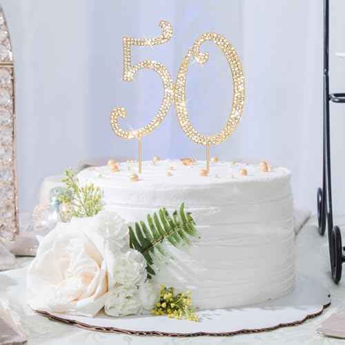 50th Birthday Decorations Women Rhinestone Birthday Cake Topper