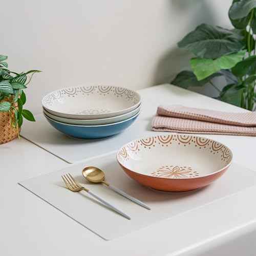 4 Piece Speckled Stoneware Pasta Bowl Set (4 Count)