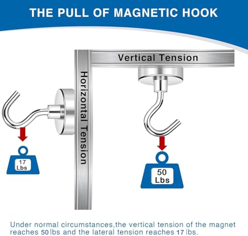Magnetic Hooks Magnet Hook for Cruise Cabins 50LBS Essentials 6P (6 Count)