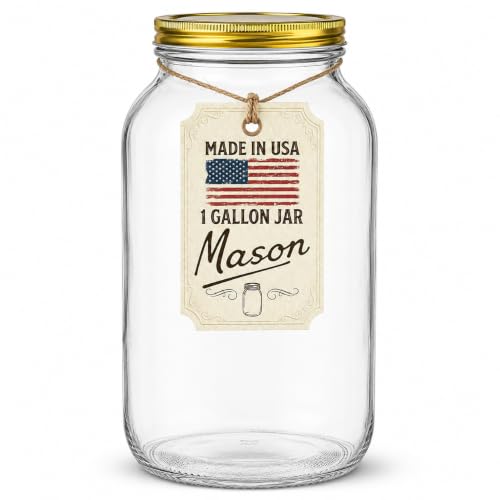 1 Gallon Glass Large Mason Jar Wide Mouth with Metal Airtight Lids
