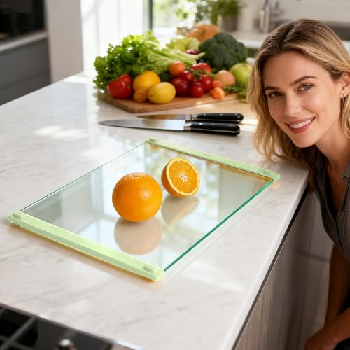 2PCS Glass Cutting Board with Silicone Grip (2 Count)