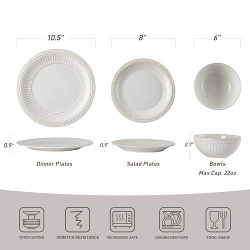 Ceramic Plates and Bowls Sets (12 Count)