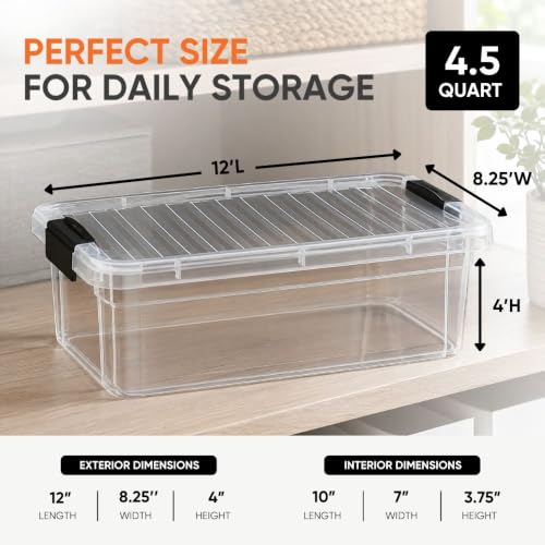 4.5 Quart Clear Plastic Storage Containers with Lids (18 Count)