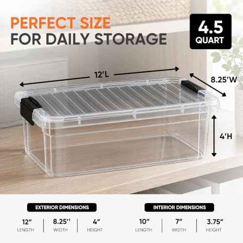4.5 Quart Clear Plastic Storage Containers with Lids