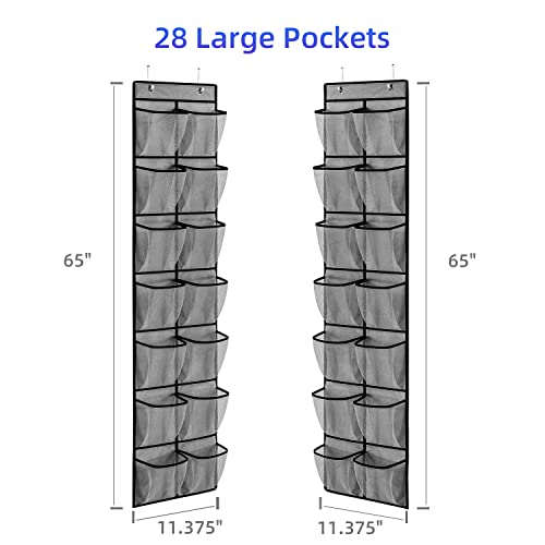 2 Pack Grey14 Pockets Over the Door Shoe Organizer (2 Count)