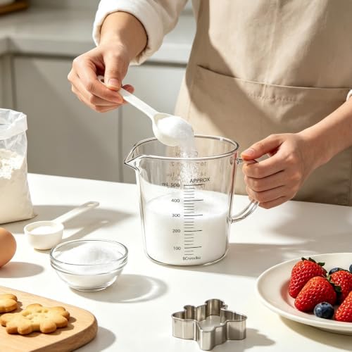Glass Measuring Cups High Borosilicate 500ML 2CUPS [Insulated Handle