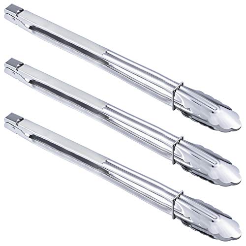 Extra Long Stainless Steel Cooking Grilling Tongs (3 Count)