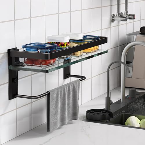 Bathroom Wall Shelf with Towel Bar