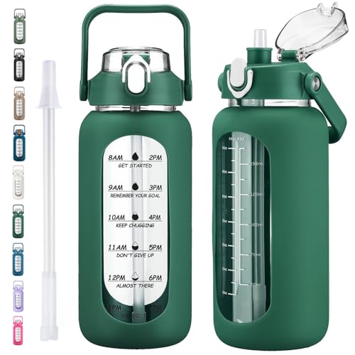 64oz Glass Water Bottles with Straw