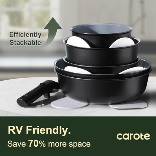 19pcs Ceramic Cookware Set Detachable Handle