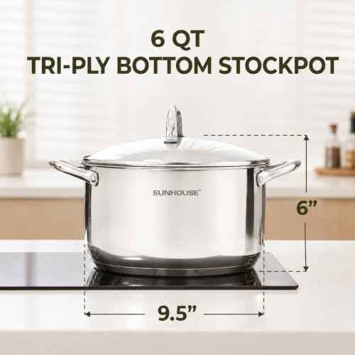 6 QT Stainless Steel Stock Pot with Lid