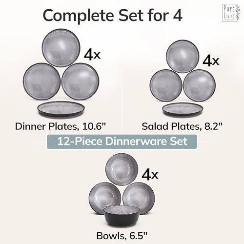 12 Piece Stoneware Dinnerware Set for 4 (12 Count)