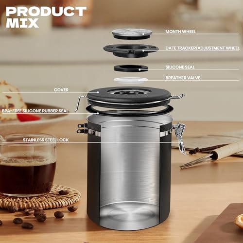 Airtight Coffee Canister 38oz Stainless Steel