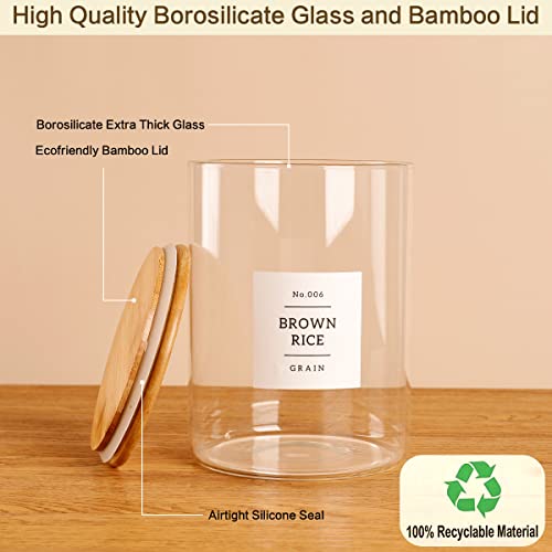 Large Glass Storage Jars With Airtight Bamboo Lid