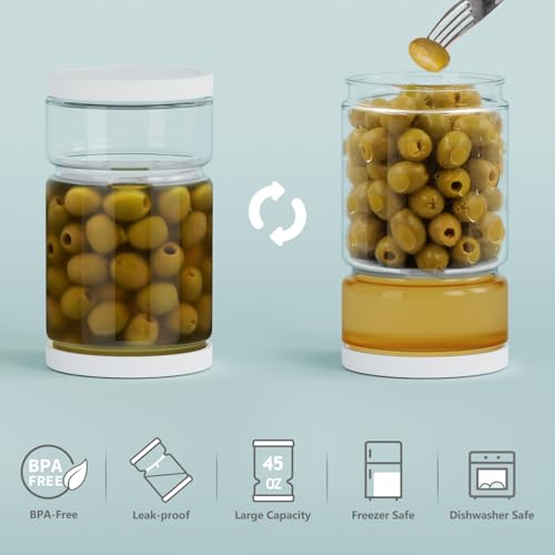 Glass Pickle Container with Strainer (45 Fl Oz)