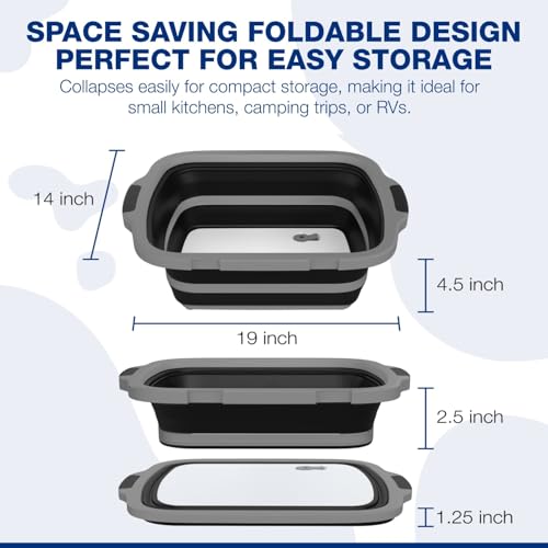 2 Pack XL Collapsible BBQ Prep Tub with Built (2 Count)