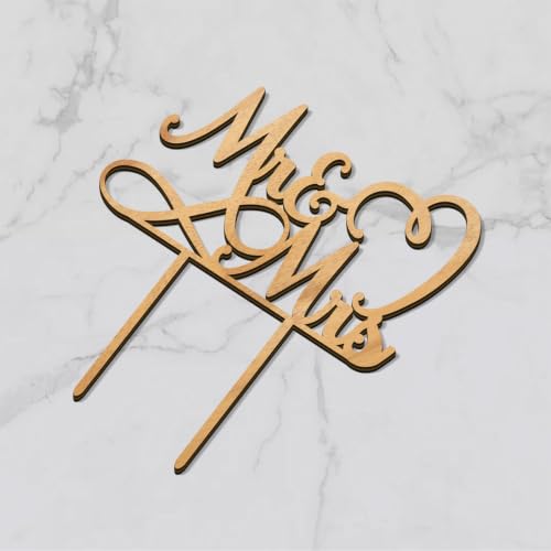 Mr & Mrs Wedding Cake Topper in Wood