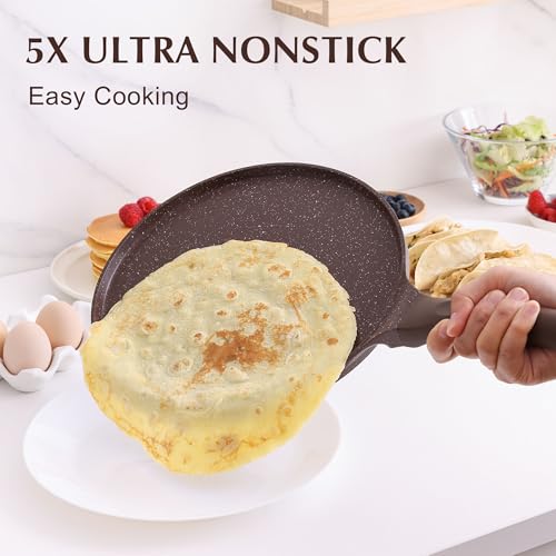 10 Inch Nonstick Crepe Pan Granite Coating Pancake Pan Brown