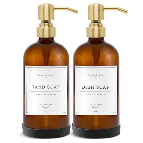 Amber Glass Soap Dispenser (2 Count)