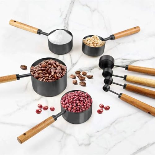 Black Measuring Cups and Spoons Set (8 Count)