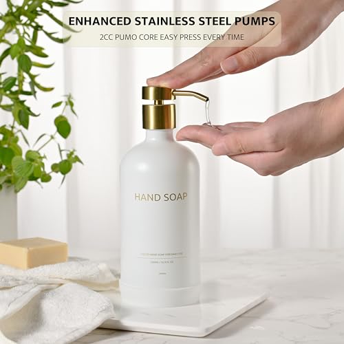 Glass Kitchen Soap Dispenser Set with Ceramic Tray (2 Count)