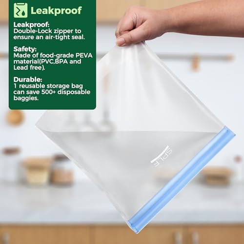 8 Pack Stand Up Reusable Half Gallon Freezer Bags Dishwasher Safe (8 Count)