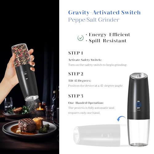 Rechargeable Salt Pepper Grinder Set (2 Count)
