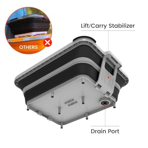 Upgraded Collapsible BBQ Prep Tub with Lid & Foldable Handle Stand